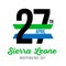 27-April-Independence Day and text with the colors of the flags of Sierra Leone