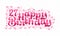27th Happy Birthday lettering, 27 years Birthday beautiful typography design with pink dots, lines, and leaves