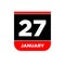27th January vector calendar page. 27 Jan icon