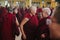 28 february 2018 India, Dharamsala. big group of tibetan buddhist monks is on learning meditation practice