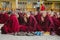 28 february 2018 India, Dharamsala. big group of tibetan buddhist monks is on learning meditation practice