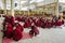 28 february 2018 India, Dharamsala. big group of tibetan buddhist monks is on learning meditation practice
