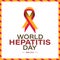 28 july world hepatitis day. Red, yellow ribbon. vector illustration. Medical solidarity day concept.