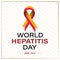 28 july world hepatitis day. red, yellow ribbon. vector illustration. Medical solidarity day concept.