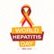 28 july world hepatitis day. red, yellow ribbon. vector illustration. Medical solidarity day concept.