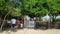 28 June 2019, Paradise Beach, Pondicherry, India. People are on the way to the beach. This is the main gate of the beach