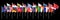 The 28 waving Flags of NATO Countries - North Atlantic Treaty. Isolated on black background  - 3D illustration