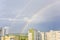 29-07-2020, Yekaterinburg, Russia: rainbow over the city, the view from the top floor