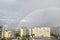 29-07-2020, Yekaterinburg, Russia: rainbow over the city, the view from the top floor
