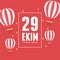 29 ekim Cumhuriyet Bayrami kutlu olsun, turkey republic day, hot air balloons red background