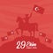 29 ekim Cumhuriyet Bayrami kutlu olsun, turkey republic day, red background soldier riding horse with flags