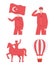 29 ekim Cumhuriyet Bayrami kutlu olsun, turkey republic day, soldiers horse air balloon icons