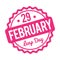 29 February Leap Day rubber stamp pink on a white background.