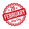 29 February Leap Day rubber stamp red on a white background.