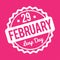 29 February Leap Day rubber stamp white on a pink background.