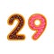 29 number sweet glazed doughnut vector illustration