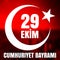 29 October Cumhuriyet Bayrami, Republic Day Turkey, Graphic for design elements. Vector illustration with white text on a red back