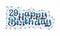 29th Happy Birthday lettering, 29 years Birthday beautiful typography design with blue and black dots, lines, and leaves