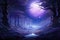 2D abstract starlit forest background environment for adventure or battle mobile game.