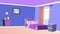 2d animation background living room , sofa , decoration , house , home ,animated cartoon backdrop
