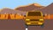 2D animation of a car driving down a road