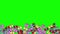 2D animation of falling colorful multicolored gifts boxes on green screen chroma key