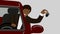 2D animation of happy African American man in business suit looking out of car window and showing keys. Successful