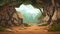 2d Cartoon Prehistory Game Asset: Forest Cave Scenery