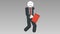 2d character walk cycle, seamless looped animation. Businessman stick figure quickly walk with bag. Alpha Matte. Full HD