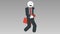 2d character walk cycle, seamless looped animation. Businessman stick figure run with bag. Alpha Matte. Full HD