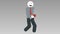 2d character walk cycle, seamless looped animation. Businessman stick figure walk with mobile. Alpha Matte. Full HD