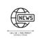 2D customizable thin linear black global news icon