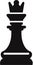 2d flat black chess queen clip art illustration isolated on transparent background, chess piece, chess game, board game