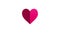 2d folding pink heart symbol cartoon flying animation