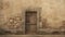 2d Game Art: Detailed Door On Taupe Background