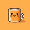 2D illustration of a coffee mug meme mascot and cartoon isolated on a pastel color background.