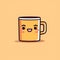 2D illustration of a coffee mug meme mascot and cartoon isolated on a pastel color background.