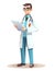 2D illustration of a doctor working in a standing position.