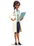 2D illustration of a doctor working in a standing position.