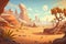 2D magical desert background environment for a battle arena mobile game