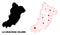 2D Polygonal Map of La Graciosa Island with Red Stars