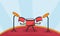 2D Red drum set crash base background Colorful 2d drums flat style