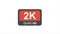 2K resolution red icon on white background. Animation screen resolution concept.