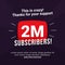 2M subscribers celebration background design. 2 million subscribe
