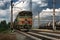 The 2te10 diesel locomotive moves along the railroad tracks in Russia