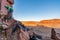 3/21/19 Moab, Utah.  Woman packing up her gear after a long day of rock climbing.