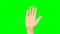 3 4 5 fingers gestures. Male hand on green scon virtual screen.