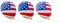 3 balloons with the image of the national flag of USA, with different intensity of color