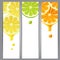 3 banners with lemon, lime and orange