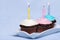 3 colorful birthday chocolate cupcakes